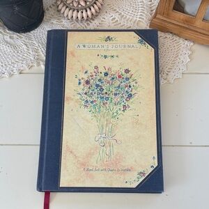 Vintage A Woman's Journal Floral Hardcover Notebook - Navy & Cream